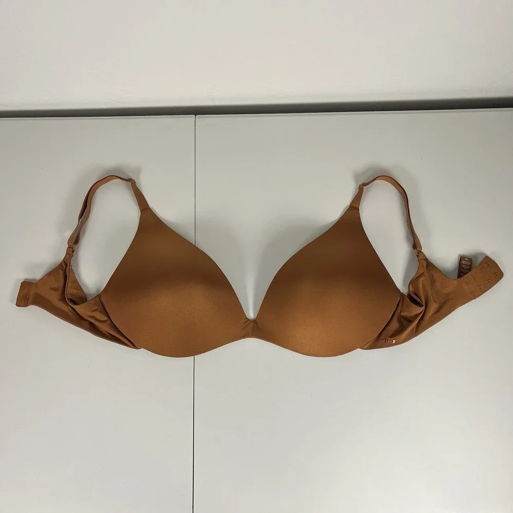 SKIMS Bronze Brown Wireless Form Push Up Plunge Bra size 38D EUC‎